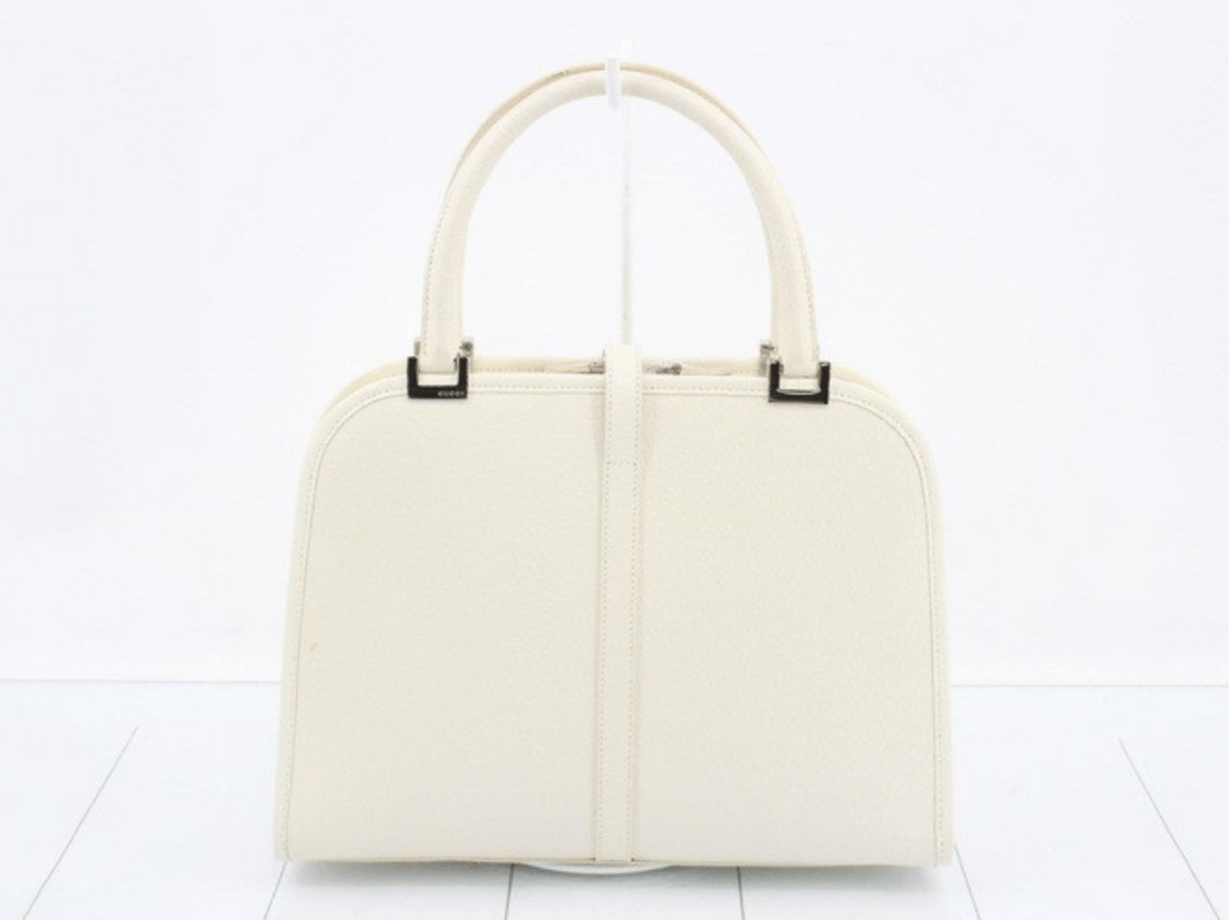 GUCCI Piston Lock Jackie Vintage Bag White Leather