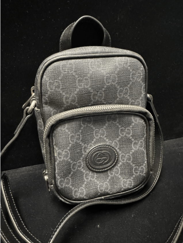 Gucci Grey Mini GG Supreme Interlocking G Satchel Black
