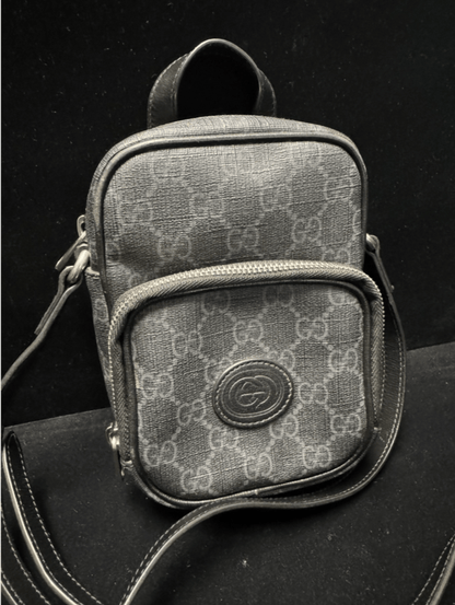 Gucci Grey Mini GG Supreme Interlocking G Satchel Black
