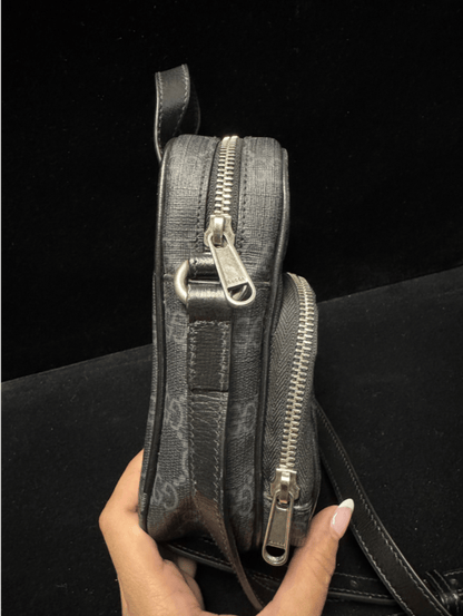 Gucci Grey Mini GG Supreme Interlocking G Satchel Black