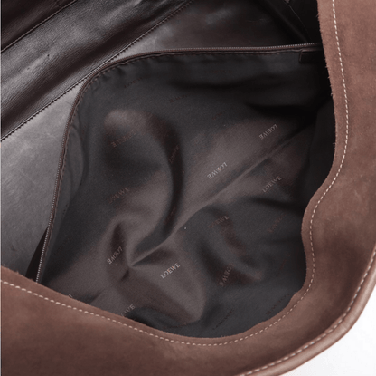 Loewe Amazona 44 Boston Weekender Bag Rhinestone Studded Suede Brown