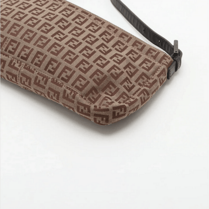 Fendi Women's Zucchino Canvas Pochette Brown Shoulder Bag