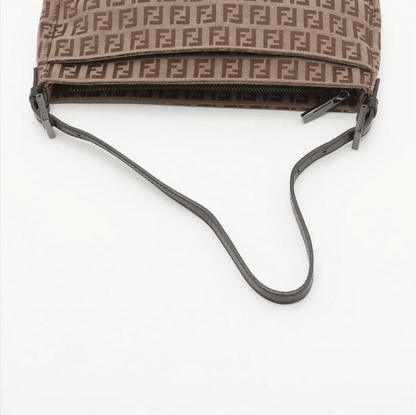 Fendi Women's Zucchino Canvas Pochette Brown Shoulder Bag