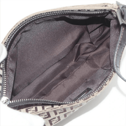 Fendi Women's Zucchino Canvas Pochette Brown Shoulder Bag