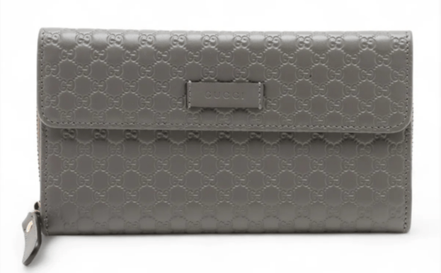 Gucci Micro Guccissima Leather Long Wallet Gray