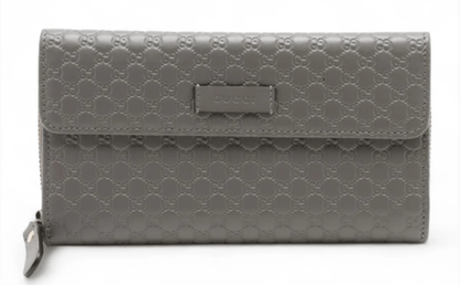 Gucci Micro Guccissima Leather Long Wallet Gray