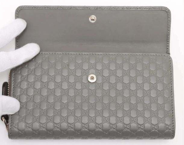Gucci Micro Guccissima Leather Long Wallet Gray