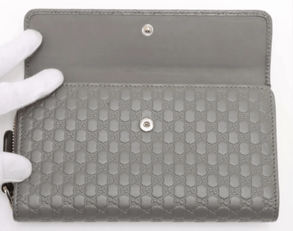 Gucci Micro Guccissima Leather Long Wallet Gray