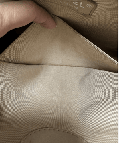 Chanel Petite Shopping Tote Beige Caviar Leather