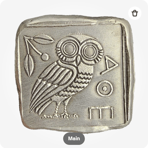 1 Oz MK BarZ "Owl of Athena!" Replica Ancient SQUARE .999 FS