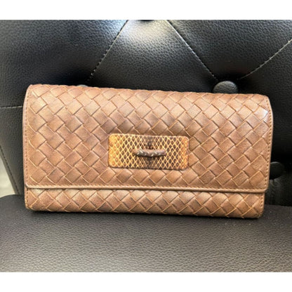 Bottega Veneta Intrecciato Brown Continental Bifold Wallet (MSRP $1000