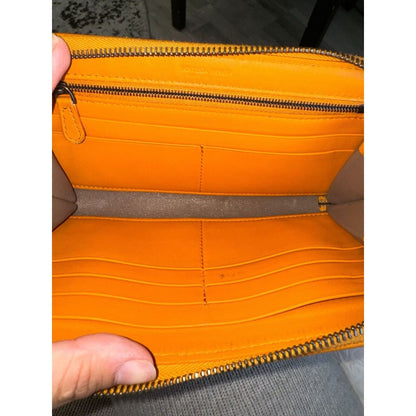 Bottega Veneta Nappa Intrecciato Zip Around Wallet Sunset (MSRP $1200) - Yellow / Zip-Around