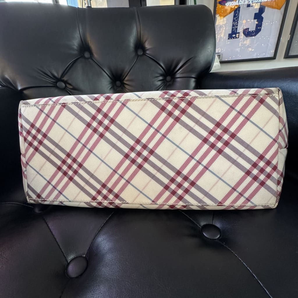 BURBERRY Nova Check Hand Bag Red Beige - black / canvas / tote