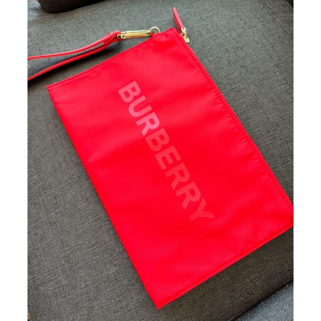 Burberry NWOT Red Pouch - Nylon / Clutch