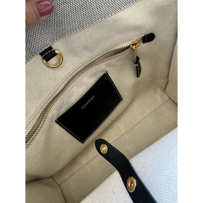 Burberry Small Freya Tote (MSRP $1,350) - black / canvas / tote