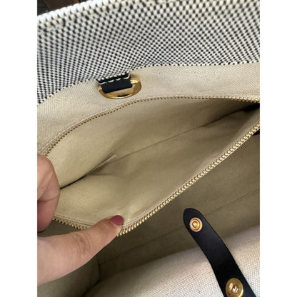 Burberry Small Freya Tote (MSRP $1,350) - black / canvas / tote