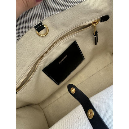 Burberry Small Freya Tote (MSRP $1,350) - black / canvas / tote