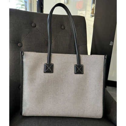 Burberry Small Freya Tote (MSRP $1,350) - black / canvas / tote