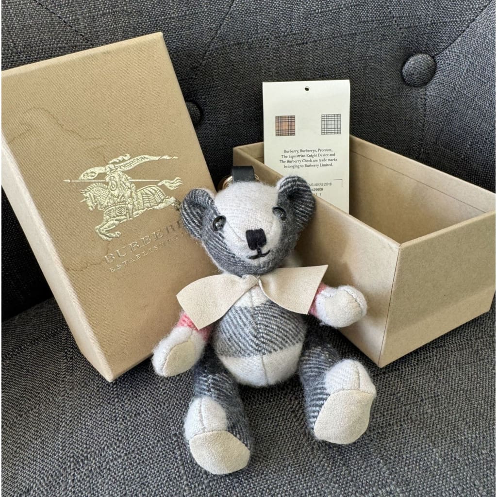 Burberry Thomas Check Teddy Bear Charm NWB (MSRP $330) - Stone / cashmere / Keychain