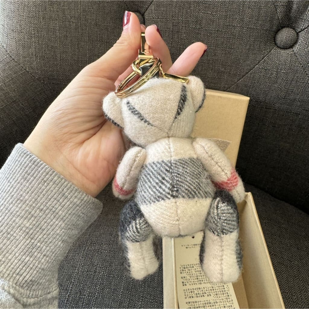 Burberry Thomas Check Teddy Bear Charm NWB (MSRP $330) - Stone / cashmere / Keychain