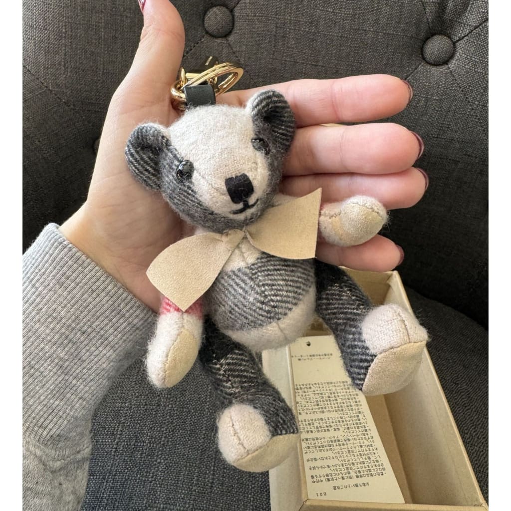 Burberry Thomas Check Teddy Bear Charm NWB (MSRP $330) - Stone / cashmere / Keychain