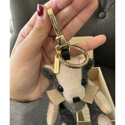 Burberry Thomas Check Teddy Bear Charm NWB (MSRP $330) - Stone / cashmere / Keychain