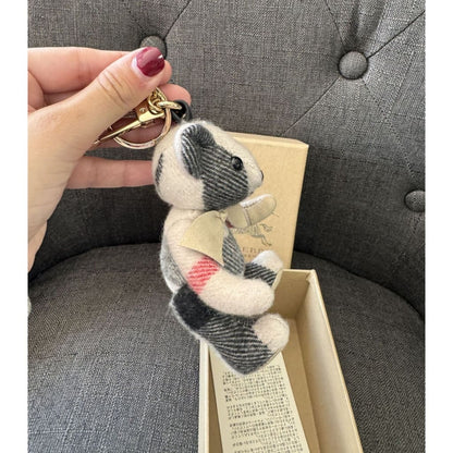 Burberry Thomas Check Teddy Bear Charm NWB (MSRP $330) - Stone / cashmere / Keychain