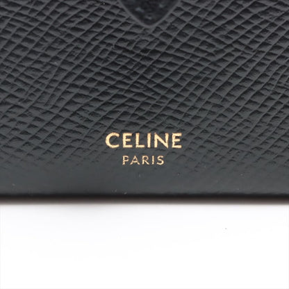 Celine Concertina Card Holder in Black Grained Leather - black / leather / card holder