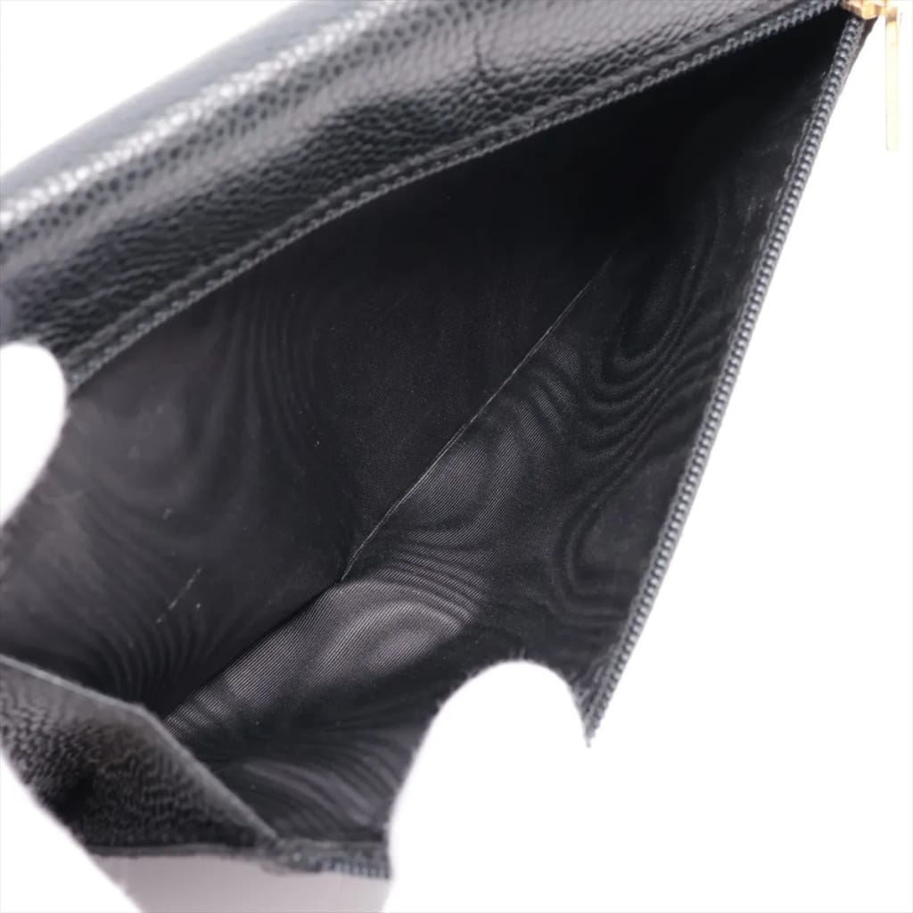 Chanel CC Black Caviar Long Wallet - Black / Leather / long wallet