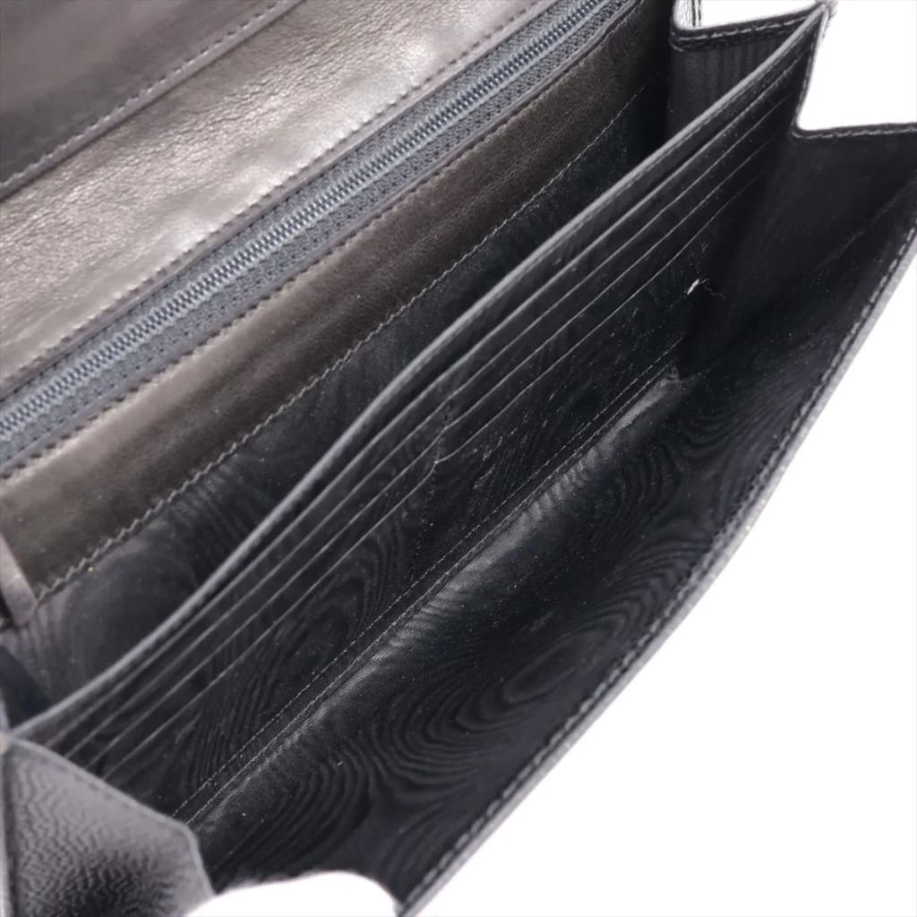 Chanel CC Black Caviar Long Wallet - Black / Leather / long wallet