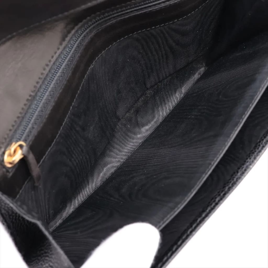 Chanel CC Black Caviar Long Wallet - Black / Leather / long wallet