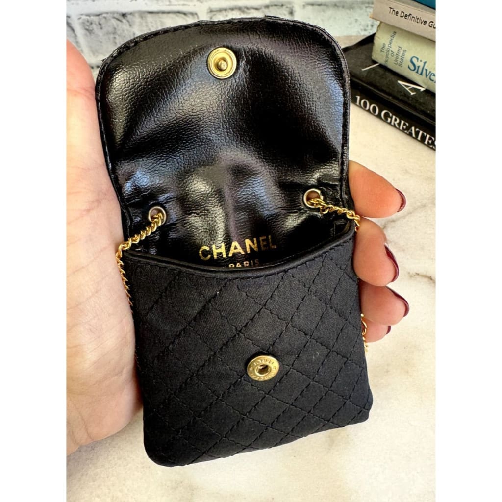 CHANEL RARE 90s Satin Quilted Micro Mini Flap Pouch on Chain Necklace - Micro / Leather / Clutch