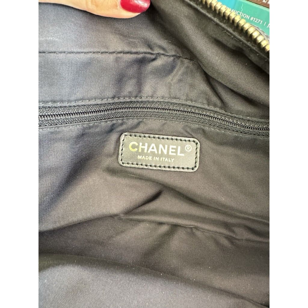 CHANEL Travel Line Black Nylon Bowler Bag - Leather / Shoulder Bag