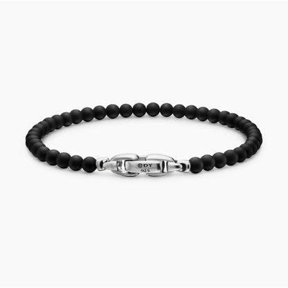 David Yurman Spiritual Beads 4mm Bracelet Black Onyx & Sterling Silver - Medium / Black / Black Onyx