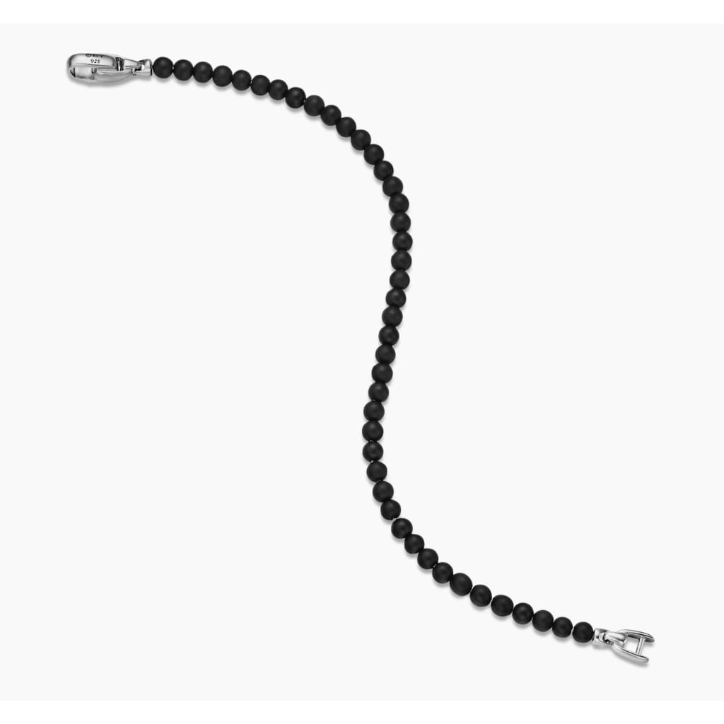 David Yurman Spiritual Beads 4mm Bracelet Black Onyx & Sterling Silver - Medium / Black / Black Onyx