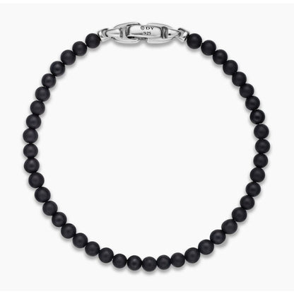 David Yurman Spiritual Beads 4mm Bracelet Black Onyx & Sterling Silver - Medium / Black / Black Onyx