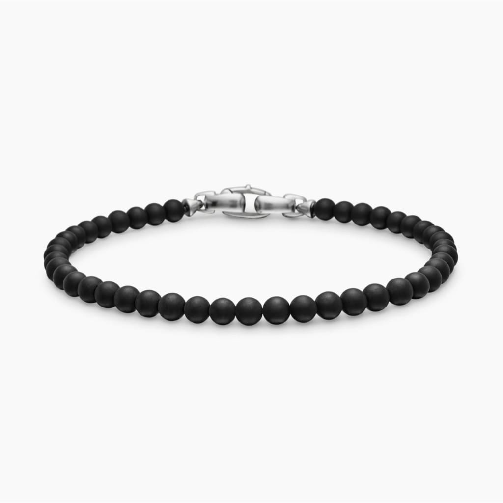 David Yurman Spiritual Beads 4mm Bracelet Black Onyx & Sterling Silver - Medium / Black / Black Onyx