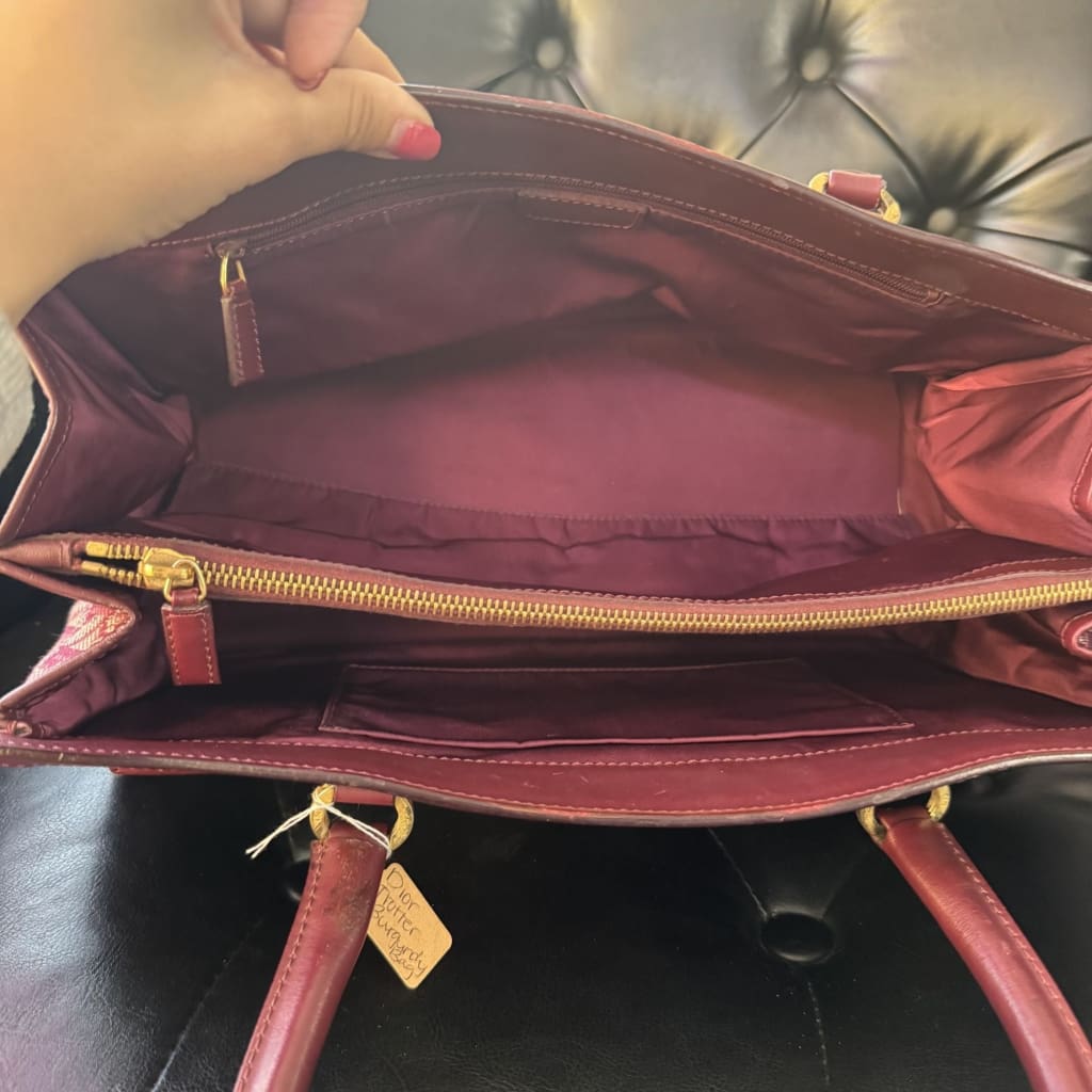 Dior Diorissimo Trotter Double Pocket Burgundy Tote - burgundy / canvas / Shoulder Bag