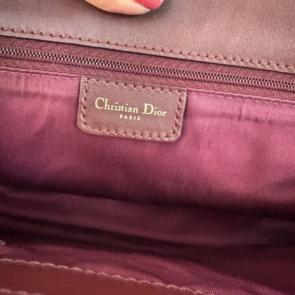 Dior Diorissimo Trotter Double Pocket Burgundy Tote - burgundy / canvas / Shoulder Bag