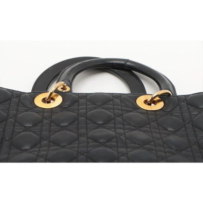 Dior Lady Dior Cannage Large Leather Hand bag Black (MSRP $7000) - Large / Black / Leather