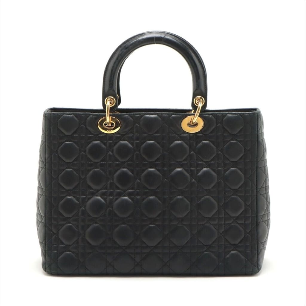 Dior Lady Dior Cannage Large Leather Hand bag Black (MSRP $7000) - Large / Black / Leather