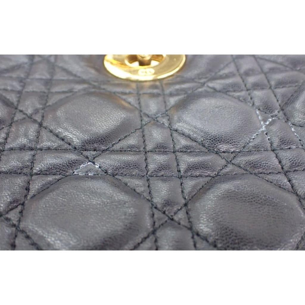 Dior Lady Dior Large Black Lambskin Handbag - black / Leather / shoulder bag