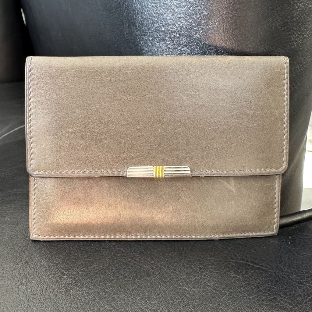 Dior Vintage ’Modele Exclusif’ Leather Grey Card Holder Wallet - grey / Leather