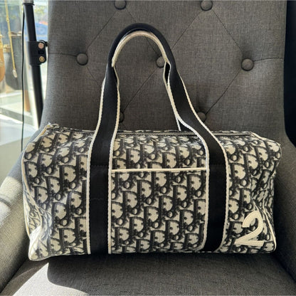 Dior Vintage Trotter Navy #2 Mini Boston Bag - blue / canvas / top handle Bag