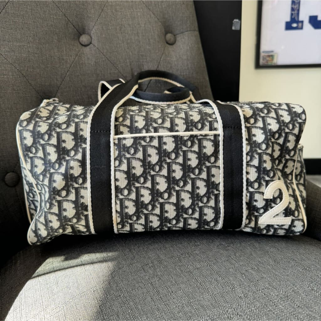 Dior Vintage Trotter Navy #2 Mini Boston Bag - blue / canvas / top handle Bag
