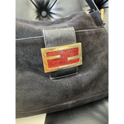 Fendi Black Suede Mamma Baguette Shoulder Bag - Black / Suede / Shoulder Bag