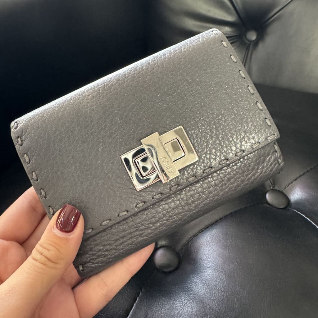 Fendi Peekaboo Leather Bi-fold Wallet Gray - gray / leather / bifold