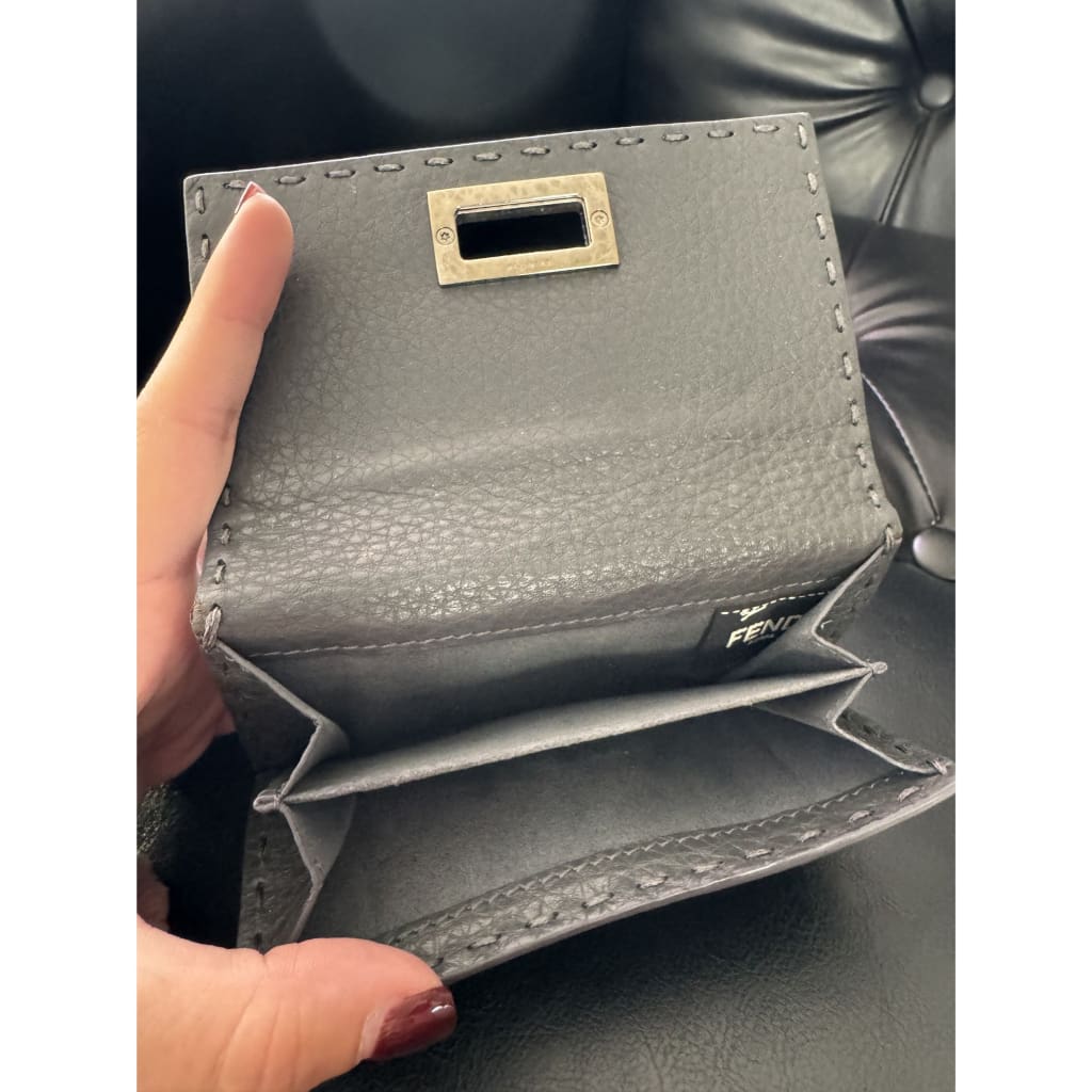 Fendi Peekaboo Leather Bi-fold Wallet Gray - gray / leather / bifold