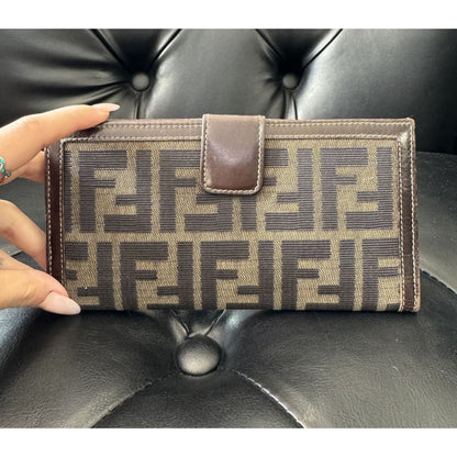 FENDI Zucca Long Wallet - brown / leather / snap