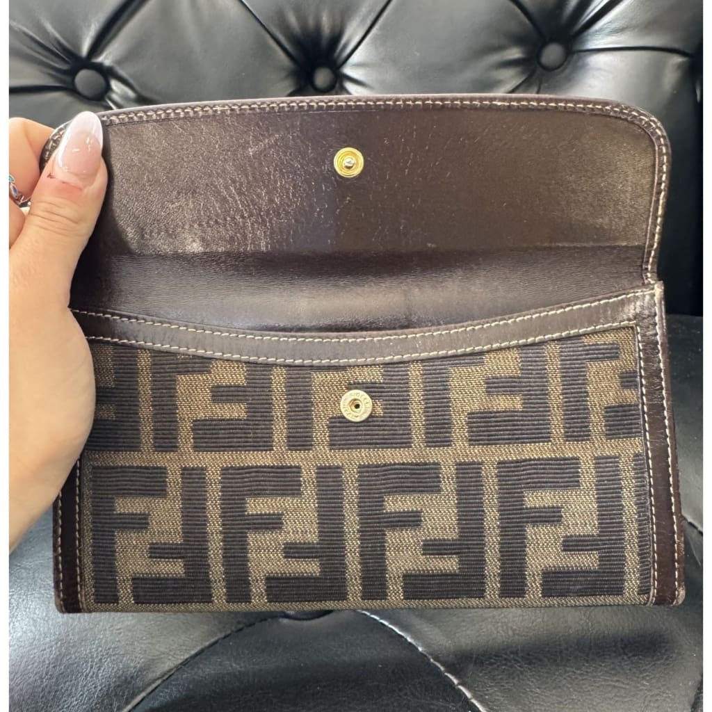 FENDI Zucca Long Wallet - brown / leather / snap